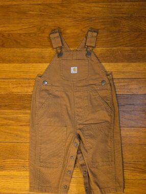 Carhartt Kids Brown Canvas Overalls with Front Pockets
